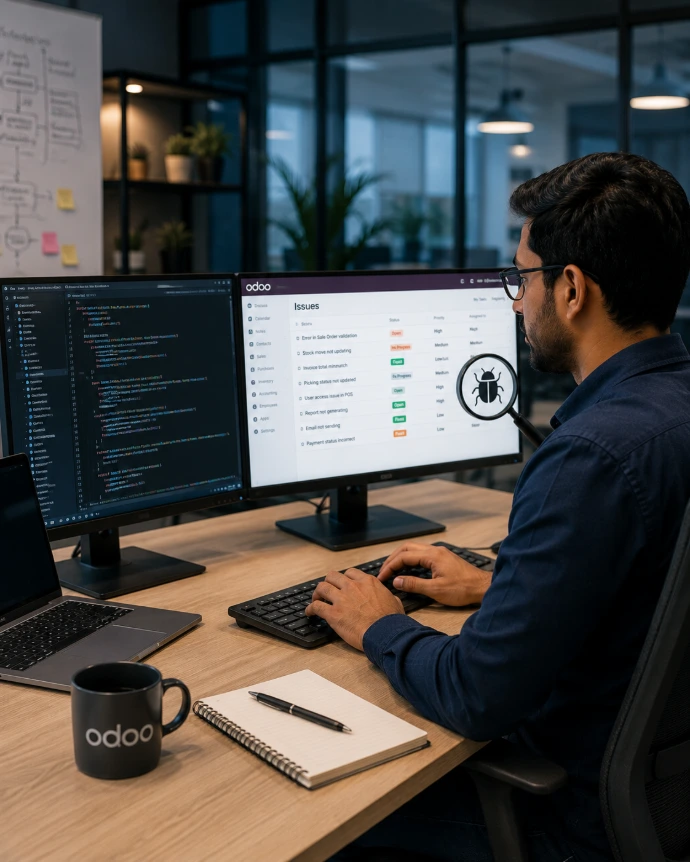 Fixing bugs in Odoo